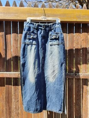 y2k Blue Denim Cargo-Style Jeans Skirt